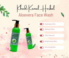 Khadi Kamal Herbal 100 Pure Natural & Organic Aloevera Face Wash For Men And Women 210ml Pack of 5