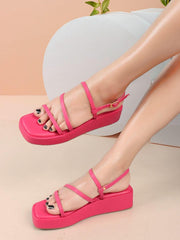 Kiravi Multi Strap Pink Wedges