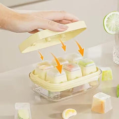 Small POP-UP Ice Cube Tray with Flexible Silicon Bottom and Lid (Pack of 2)